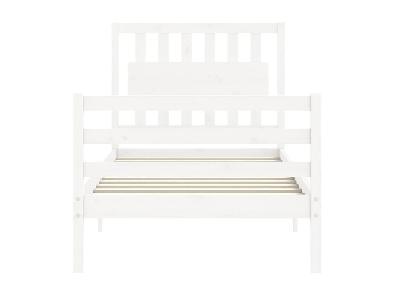 Lit simple | Lit adulte, enfant | Cadre de lit blanc bois massif 90x190 cm