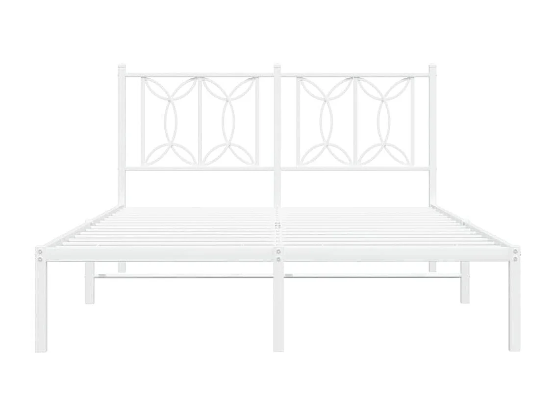 Lit double | Lit adulte | Cadre de lit métal et tête de lit blanc 140x190 cm