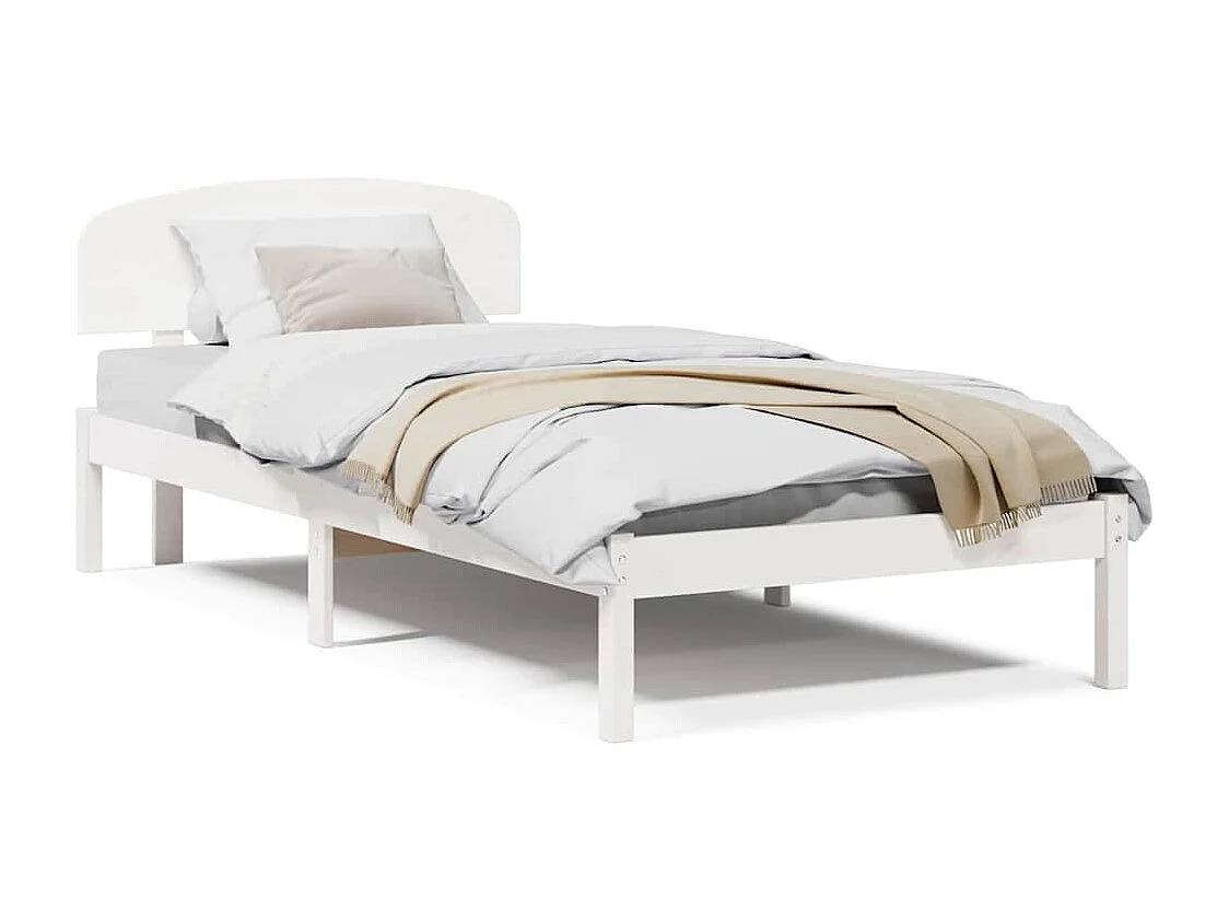 Lit simple | Lit adulte, enfant | Cadre de lit Blanc 75x190 cm Bois de pin massif
