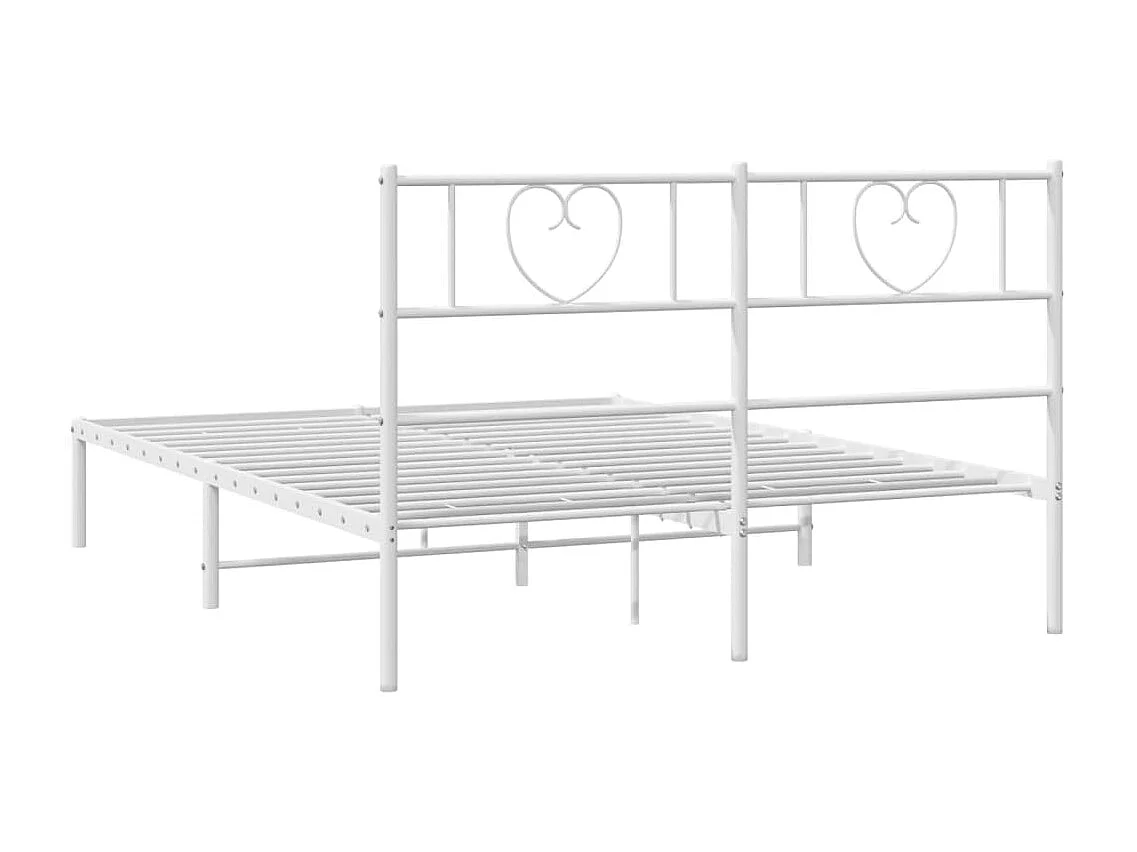 Lit double | Lit adulte | Cadre de lit métal et tête de lit blanc 140x190 cm