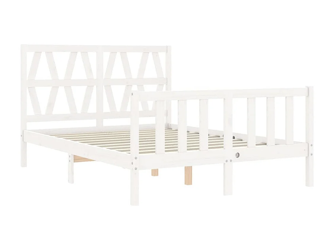Lit simple | Lit adulte, enfant | Cadre de lit blanc 120x200 cm bois de pin massif