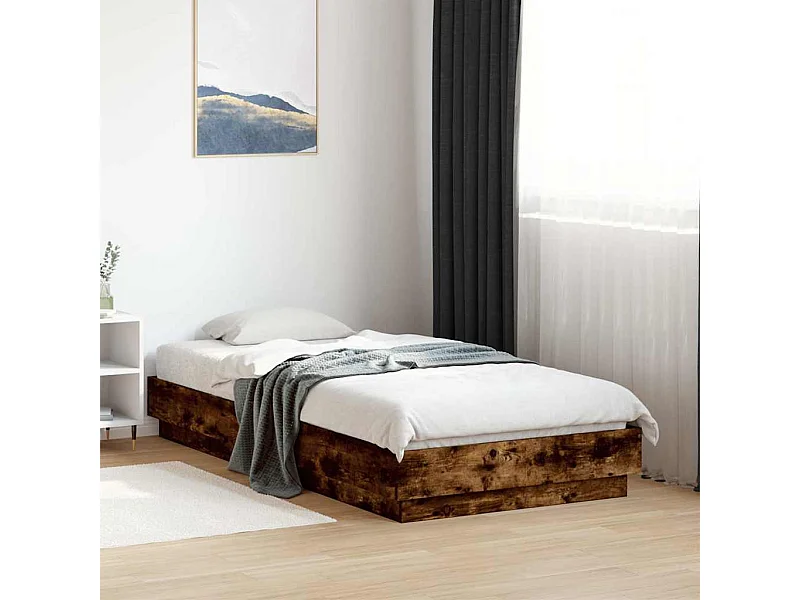 Lit simple | Lit adulte, enfant | Cadre de lit chêne fumé 90x190cm bois d'ingénierie
