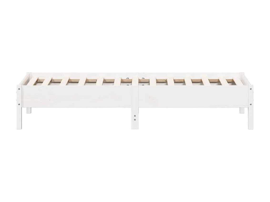 Lit simple | Lit adulte, enfant | Cadre de lit blanc 75x190 cm bois de pin massif
