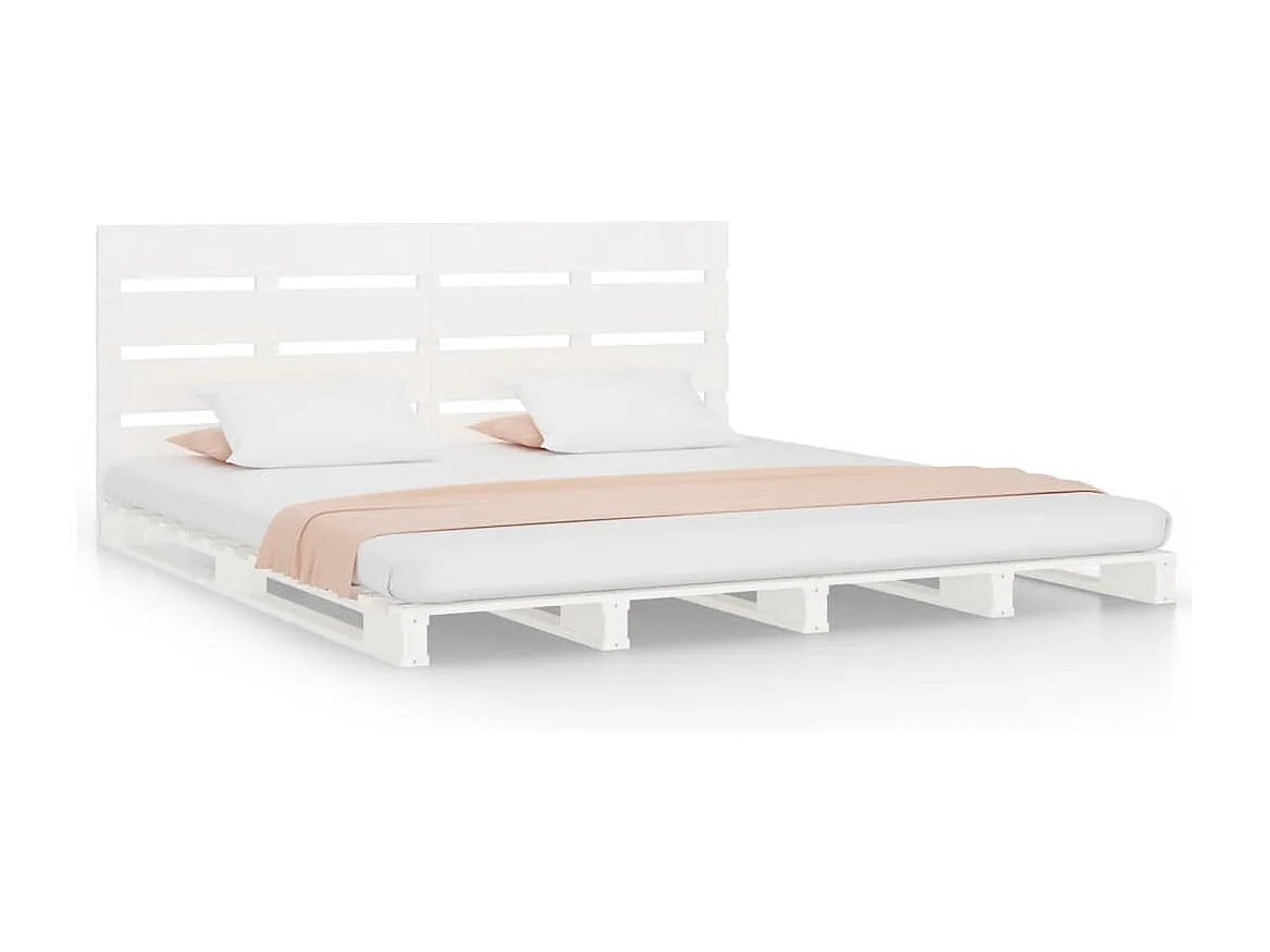 Lit double | Lit adulte | Cadre de lit blanc 135x190 cm bois de pin massif