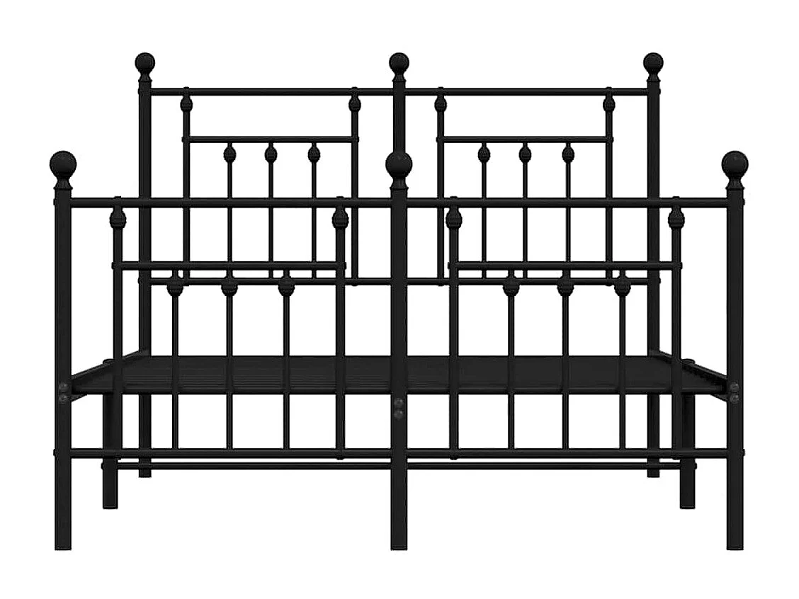 Lit double | Lit adulte | Cadre de lit métal avec pied de lit noir 135x190cm