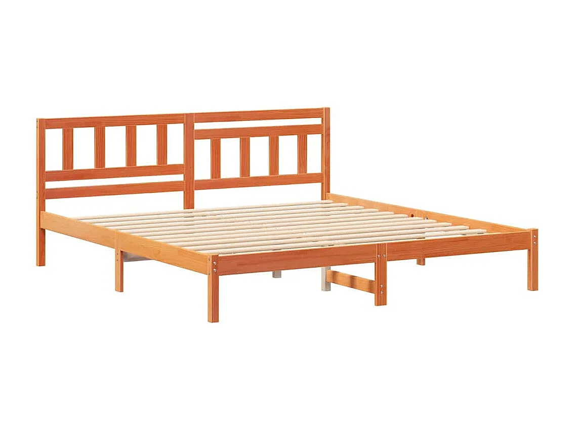 Lit double | Lit adulte | Cadre de lit Marron cire 200x200 cm Bois massif en pin