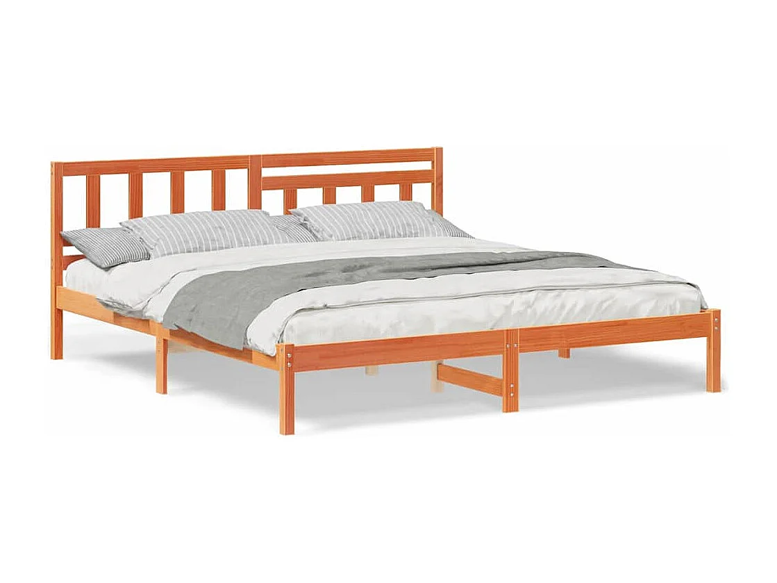 Lit double | Lit adulte | Cadre de lit Marron cire 200x200 cm Bois massif en pin
