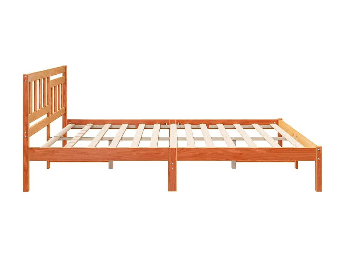 Lit double | Lit adulte | Cadre de lit Marron cire 200x200 cm Bois massif en pin