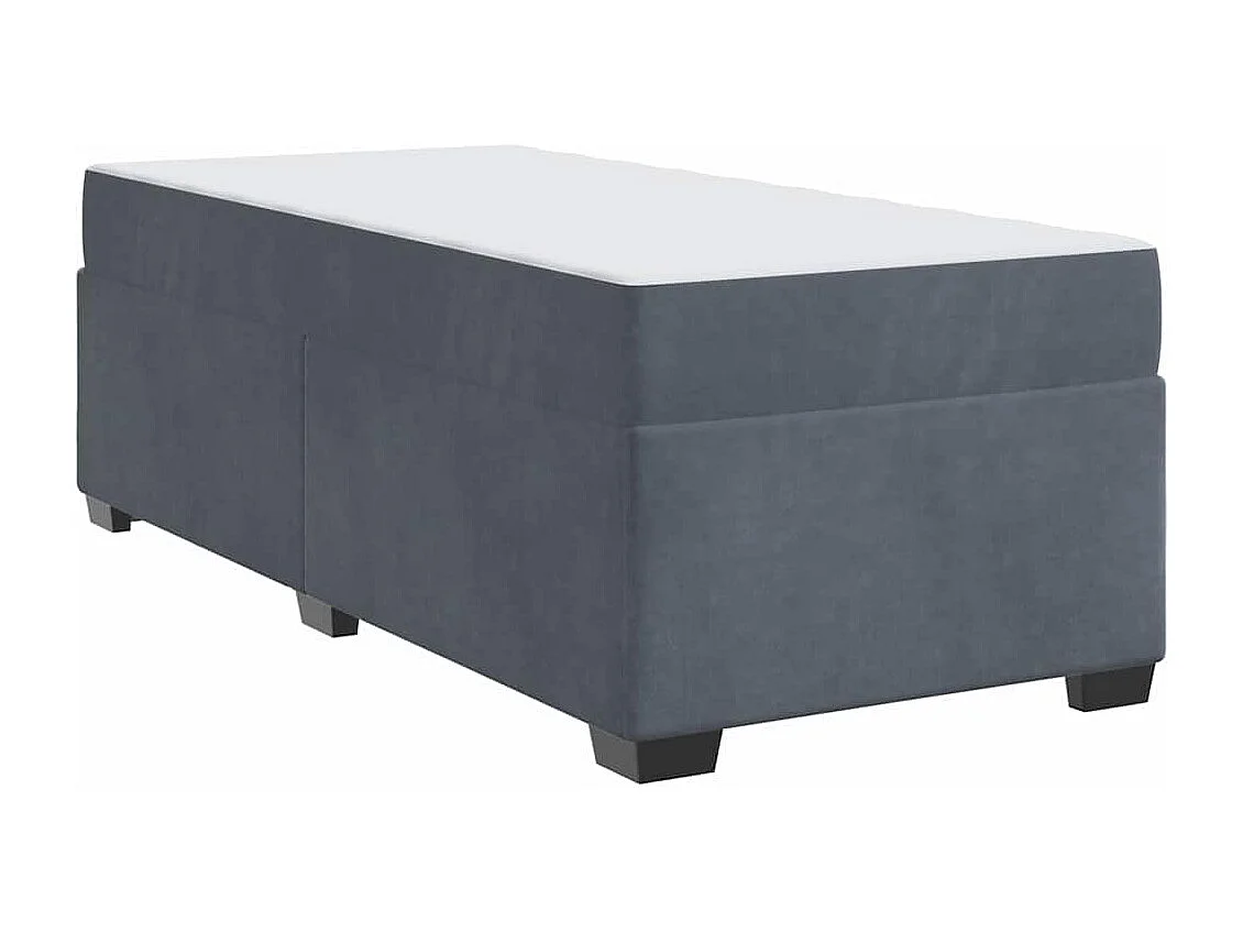 Lit simple | Lit adulte, enfant | Cadre de lit avec matelas Gris foncé 80x200 cm Velours