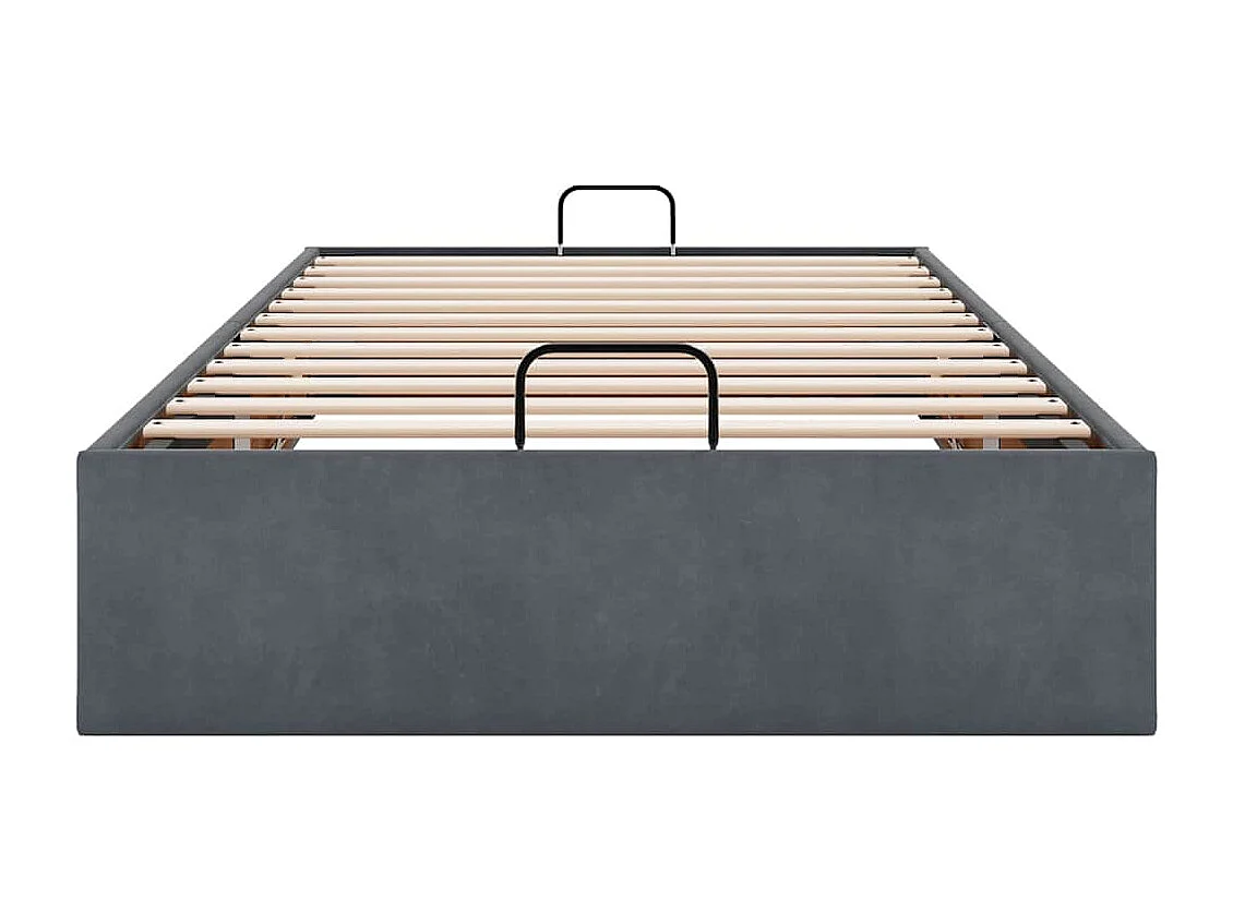 Lit simple | Lit adulte, enfant | Cadre de lit ottoman gris foncé 90x200 cm velours