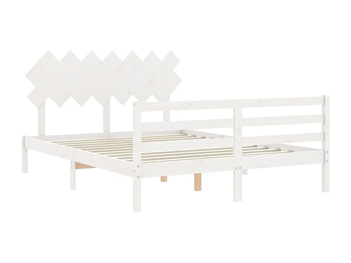 Lit double | Lit adulte | Cadre de lit blanc bois de pin massif 150x200 cm