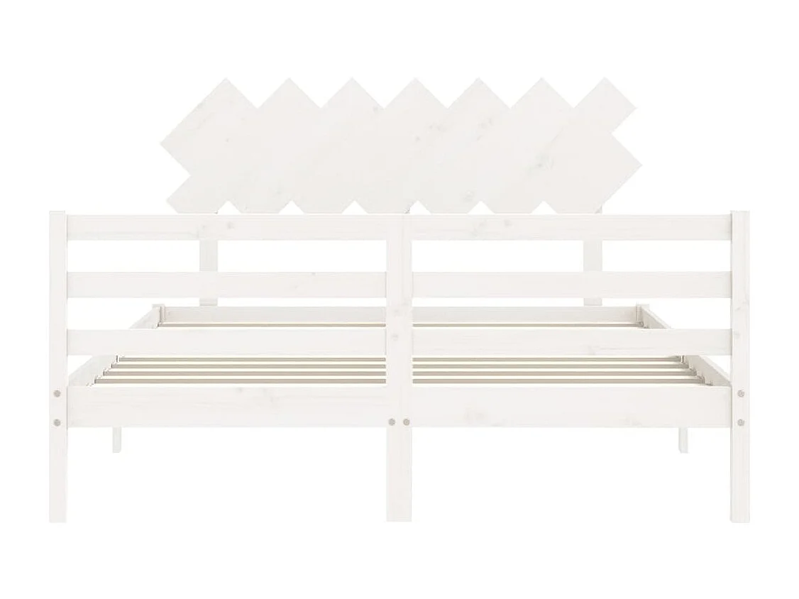 Lit double | Lit adulte | Cadre de lit blanc bois de pin massif 150x200 cm