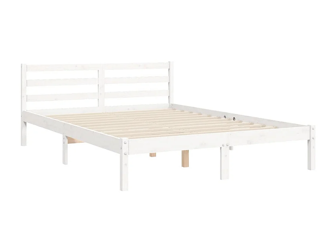 Lit double | Lit adulte | Cadre de lit blanc bois de pin massif 150x200 cm