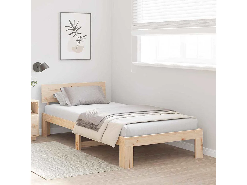 Lit simple | Lit adulte, enfant | Cadre de lit Marron 100x200 cm Bois de pin massif