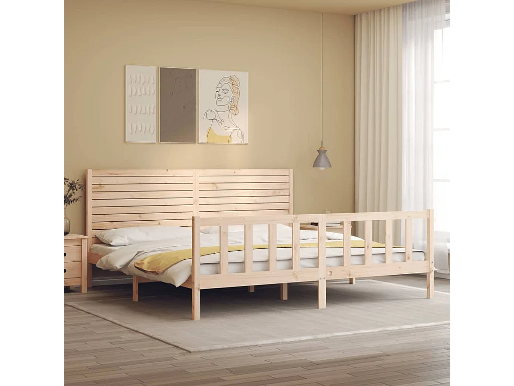 Lit double | Lit adulte | Cadre de lit 200x200 cm bois massif de pin