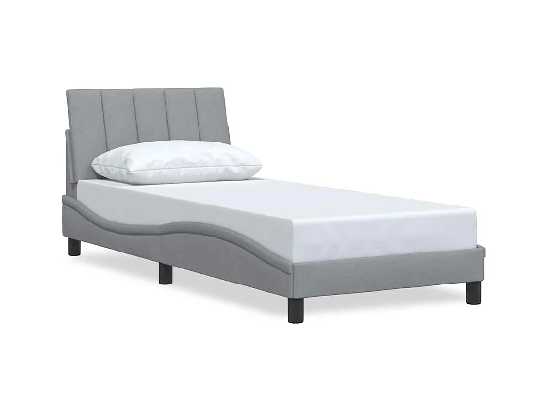 Letto per adulti | Letto singolo | Giroletto senza Materasso Hanko Grigio Chiaro 90x190 cm Tessuto