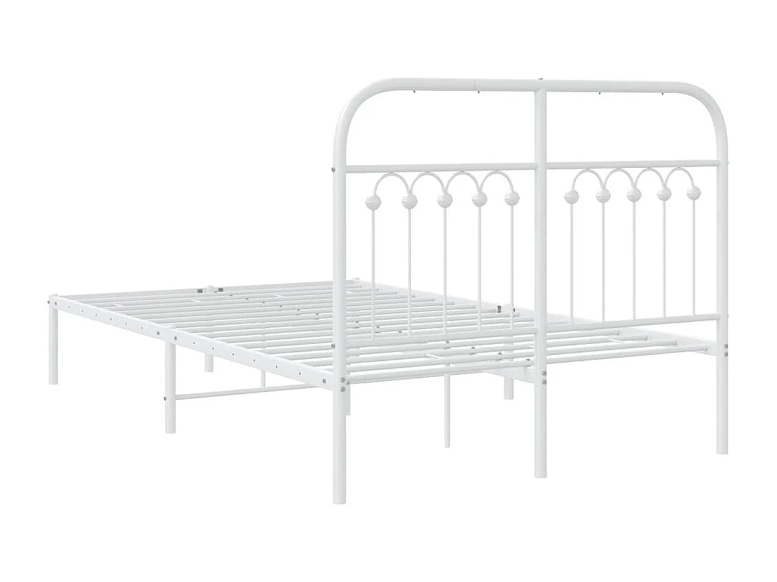 Lit simple | Lit adulte, enfant | Cadre de lit métal et tête de lit blanc 120x190 cm