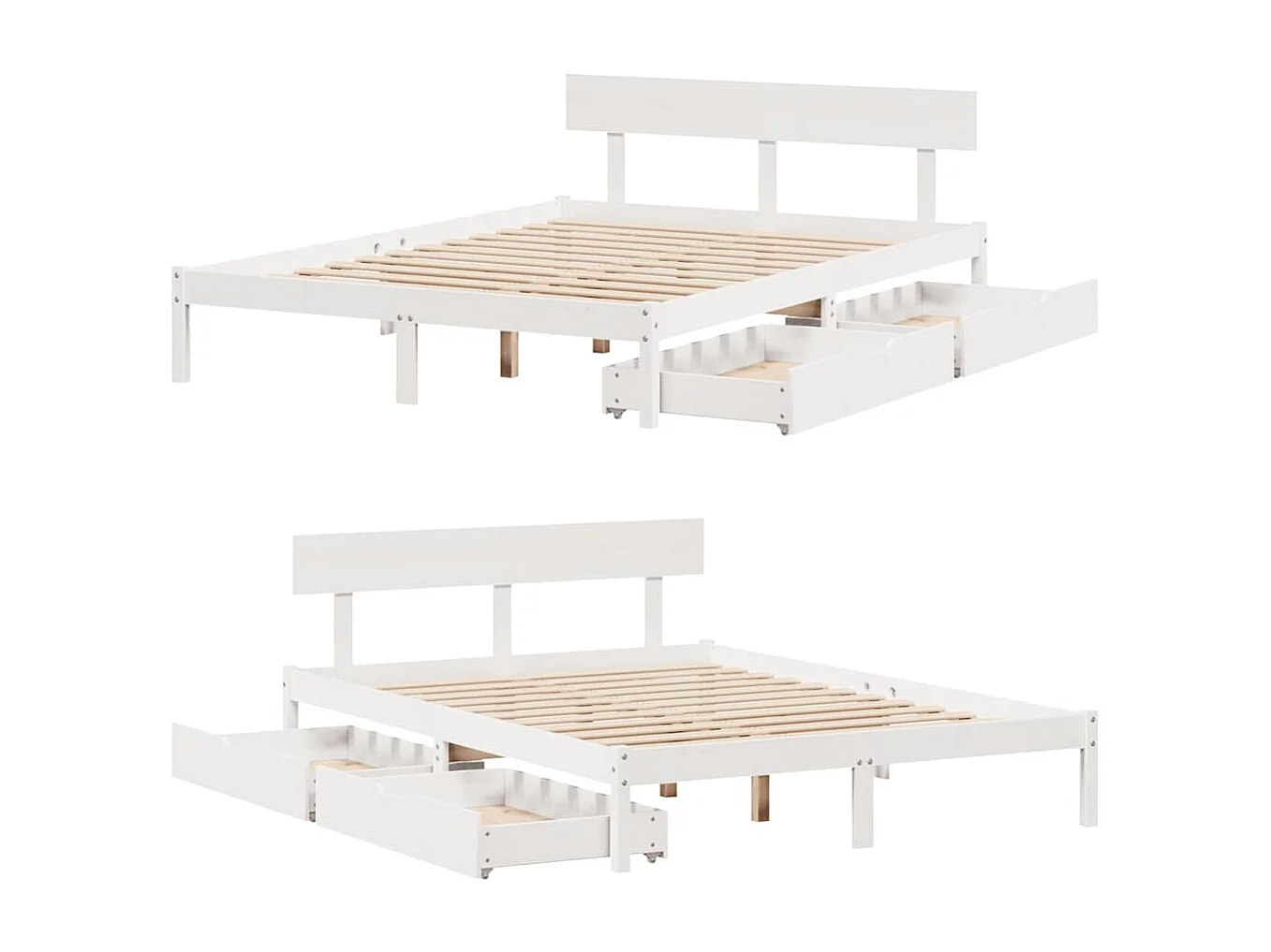 Lit double | Lit adulte | Cadre de lit blanc 160x200 cm bois de pin massif