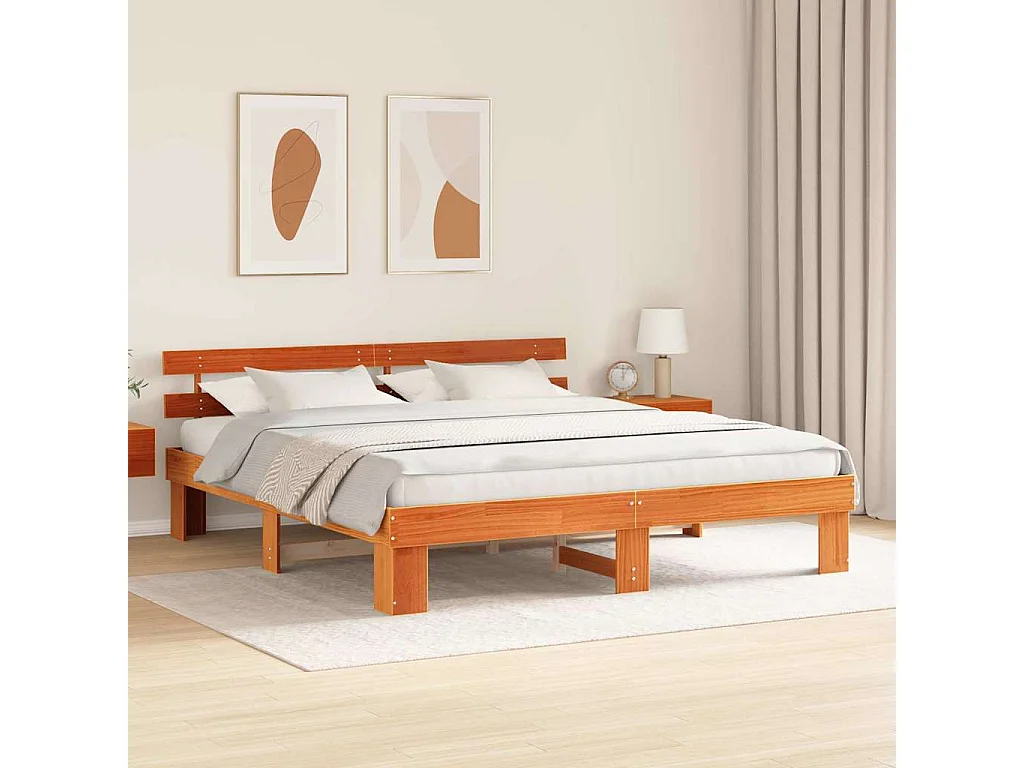 Lit double | Lit adulte | Cadre de lit Marron 200x200 cm Bois de pin massif