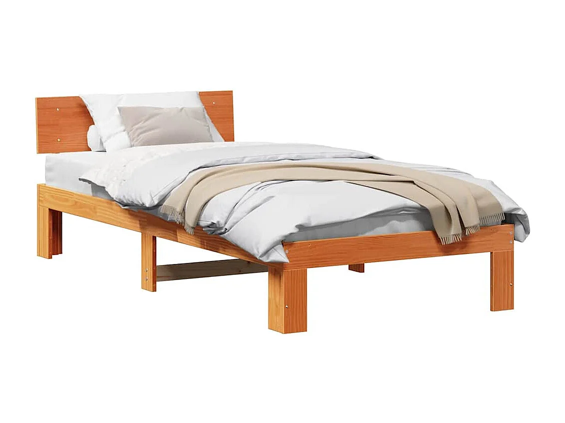 Letto singolo | Giroletto | Struttura del letto Marrone cerato 100x200 cm Pino massello