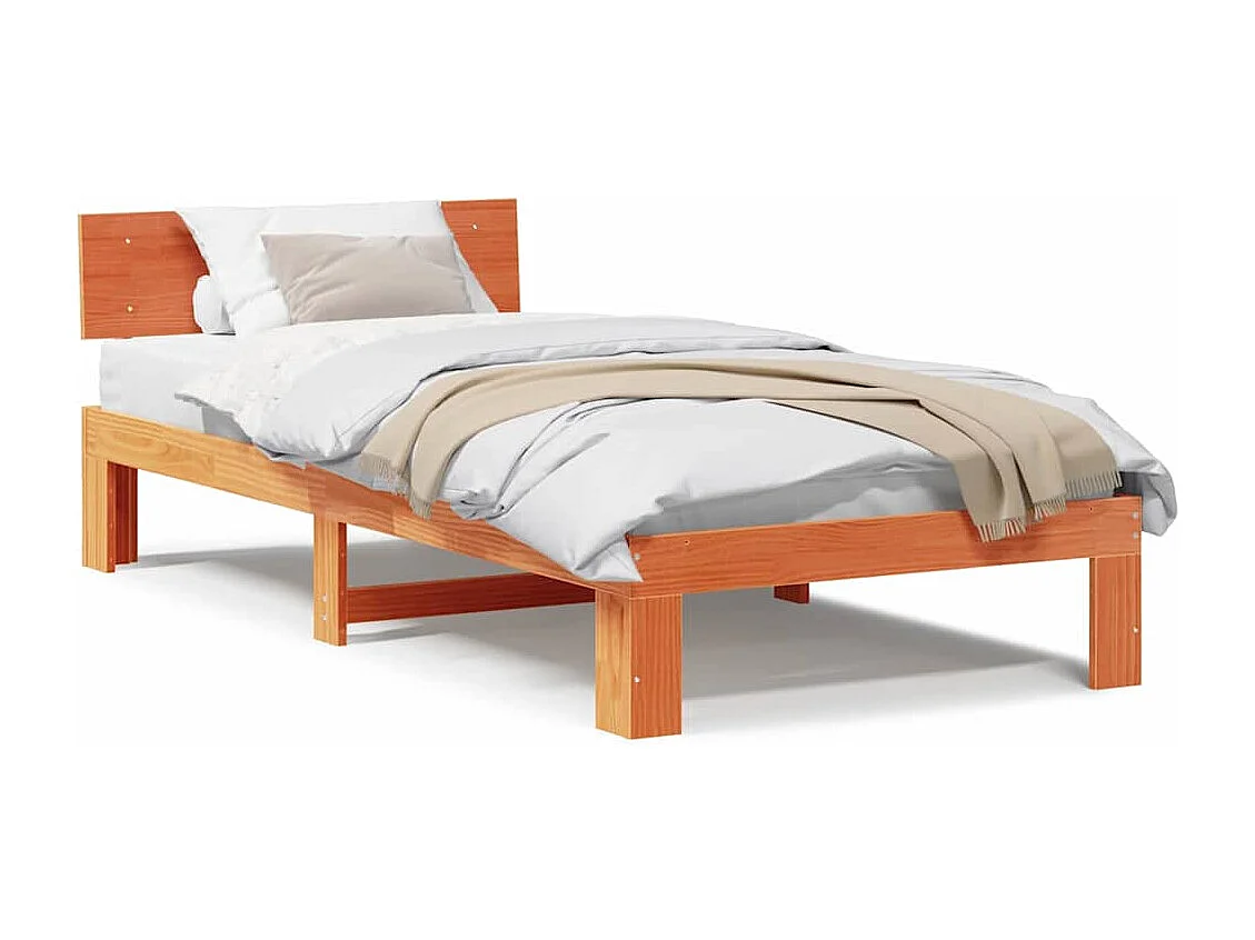 Letto singolo | Giroletto | Struttura del letto Marrone cerato 100x200 cm Pino massello