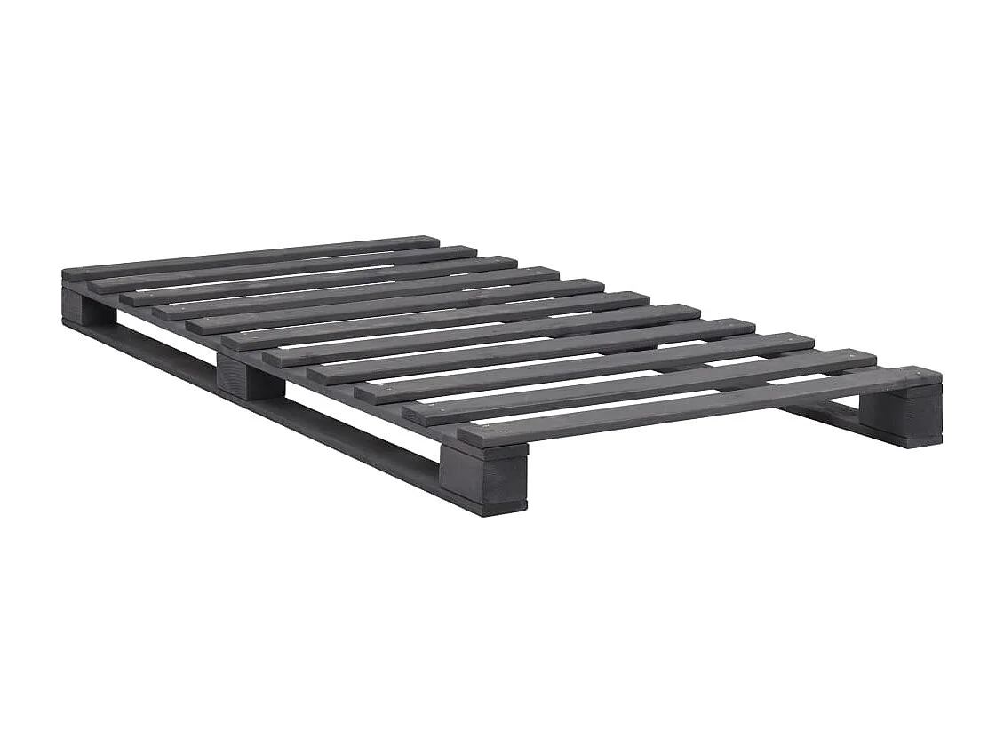 Lit simple | Lit adulte, enfant | Cadre de lit de palette Gris Bois de pin massif 90x200 cm