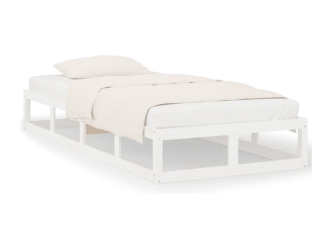 Lit simple | Lit adulte, enfant | Cadre de lit blanc 75x190 cm bois massif