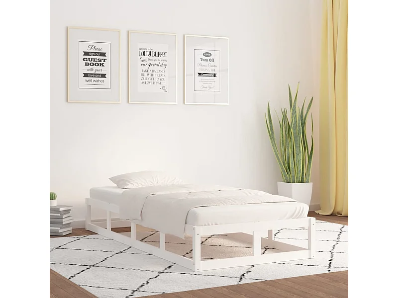Lit simple | Lit adulte, enfant | Cadre de lit blanc 75x190 cm bois massif