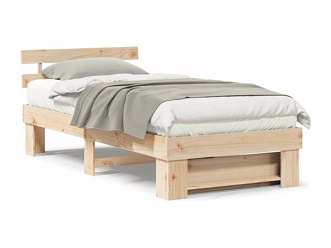 Lit simple | Lit adulte, enfant | Cadre de lit Marron 100x200 cm Bois massif en pin