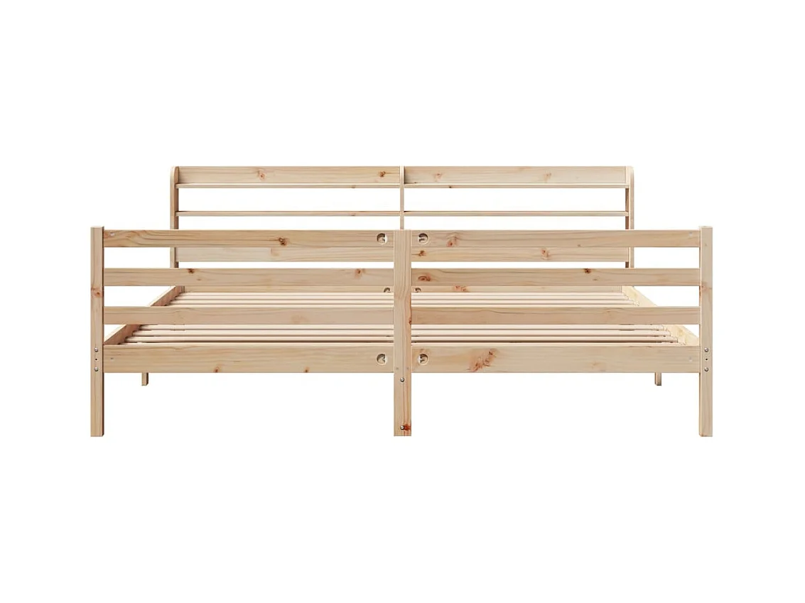 Letto per adulti | Letto matrimoniale | Giroletto con Testiera 200x200 cm in Legno Massello di Pino