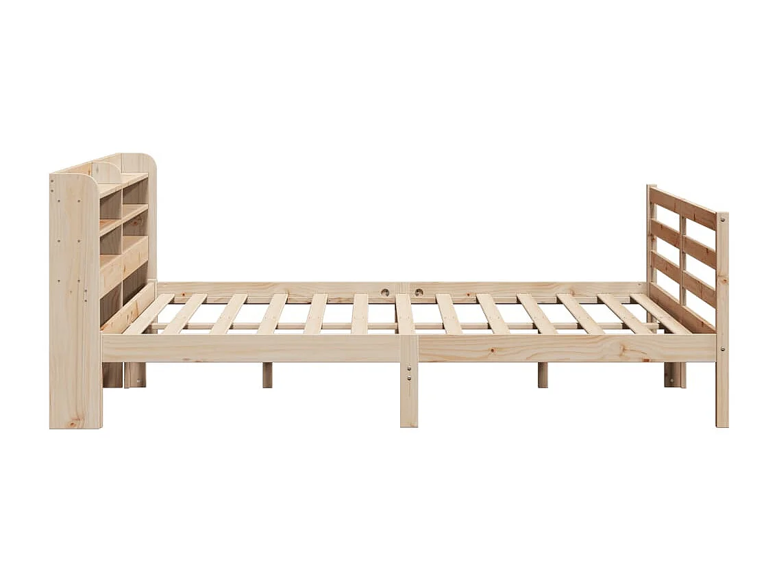 Letto per adulti | Letto matrimoniale | Giroletto con Testiera 200x200 cm in Legno Massello di Pino