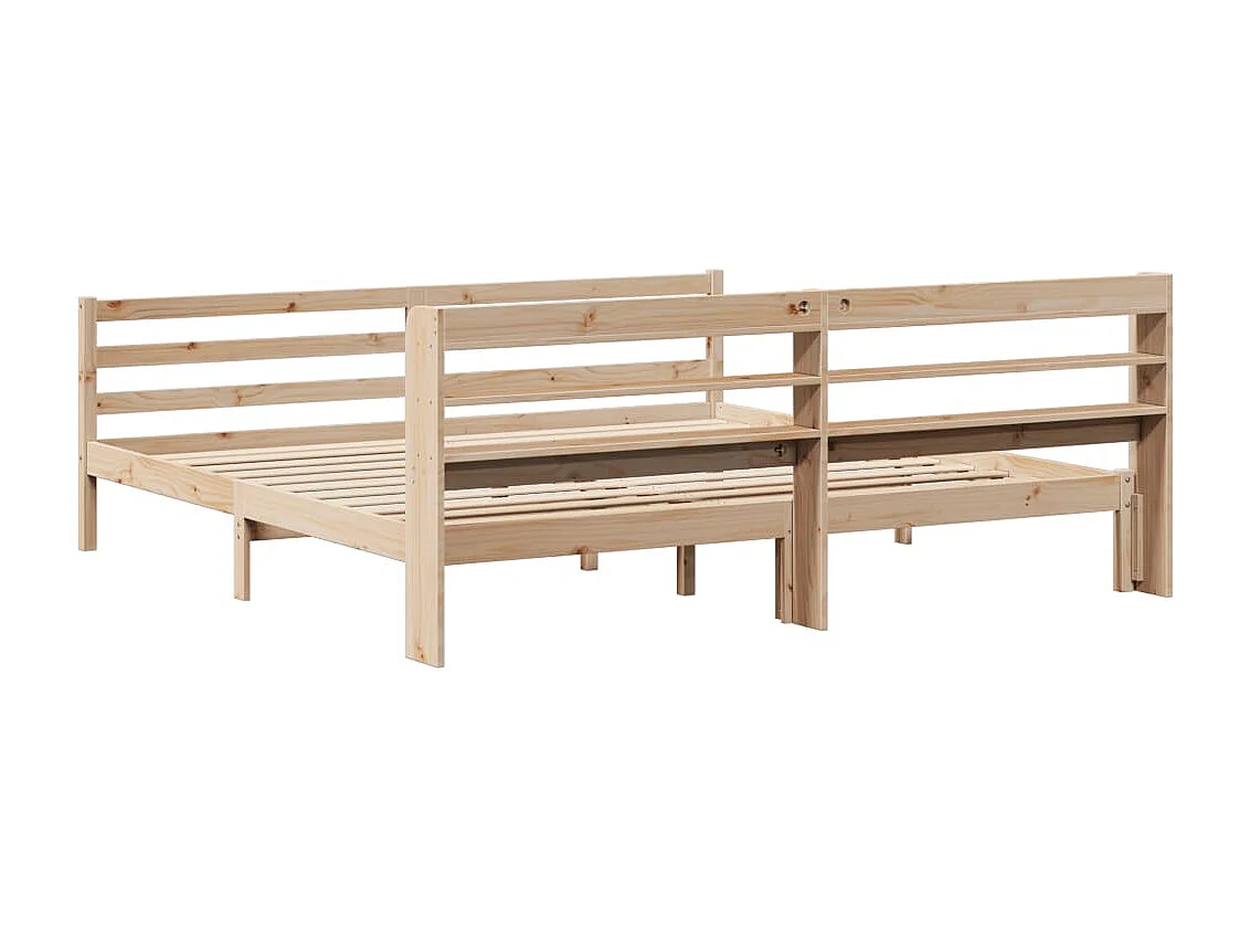 Letto per adulti | Letto matrimoniale | Giroletto con Testiera 200x200 cm in Legno Massello di Pino