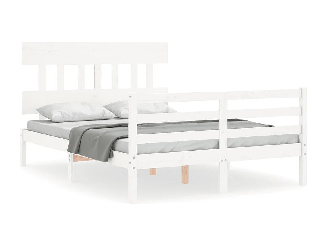 Lit simple | Lit adulte, enfant | Cadre de lit blanc 120x200 cm bois massif