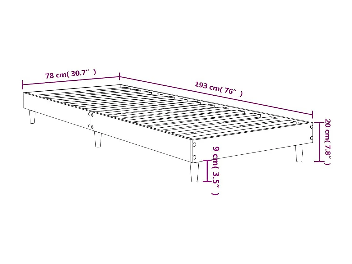 Lit simple | Lit adulte, enfant | Cadre de lit chêne fumé 75x190 cm bois d'ingénierie