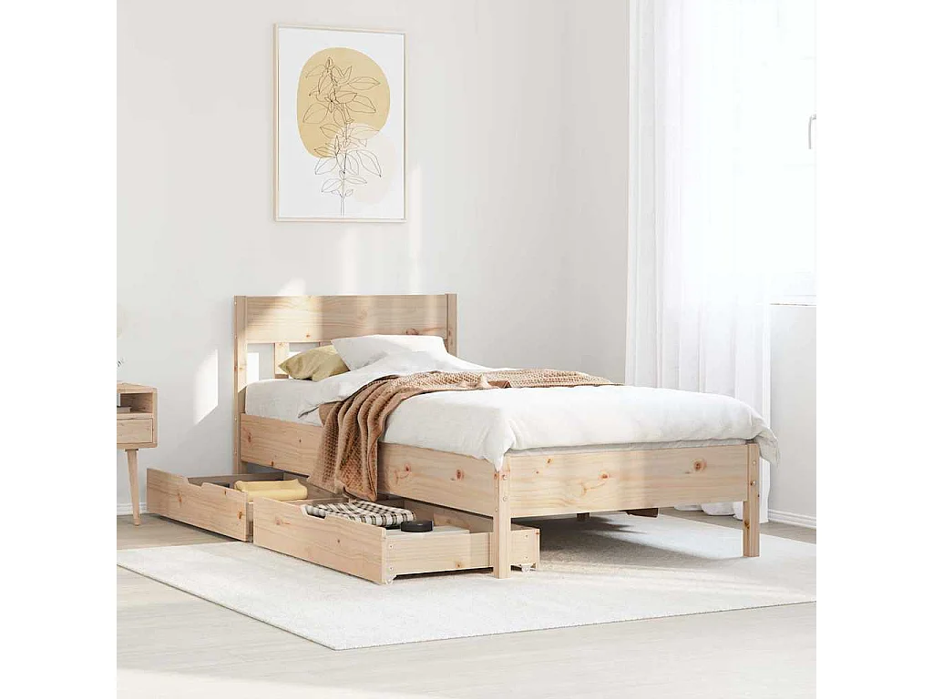 Lit simple | Lit adulte, enfant | Cadre de lit 90x200 cm bois de pin massif