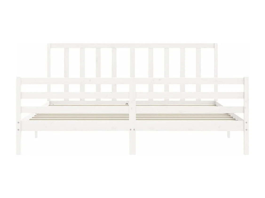 Lit double | Lit adulte | Cadre de lit blanc 200x200 cm bois massif de pin