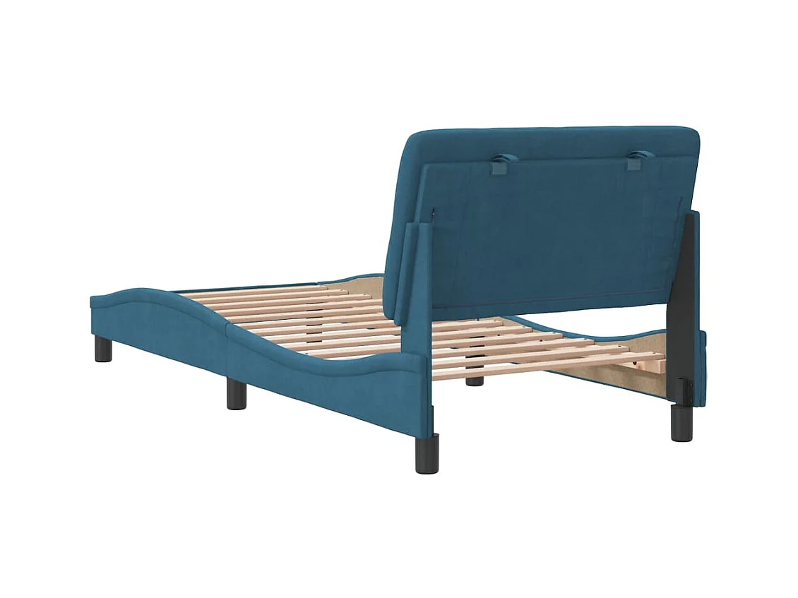 Lit simple | Lit adulte, enfant | Cadre de lit bleu 80x200 cm velours