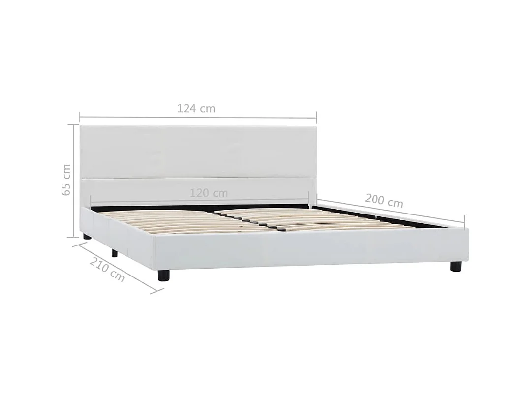 Letto per adulti | Letto singolo | Giroletto Bianco in Similpelle 120x200 cm