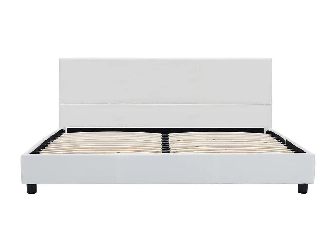 Lit simple | Lit adulte, enfant | Cadre de lit blanc similicuir 120x200 cm