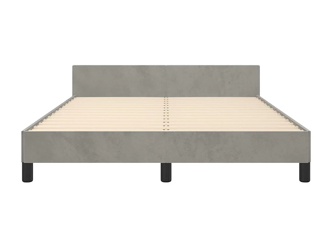 Lit double | Lit adulte | Cadre de lit gris clair 140x200 cm velours