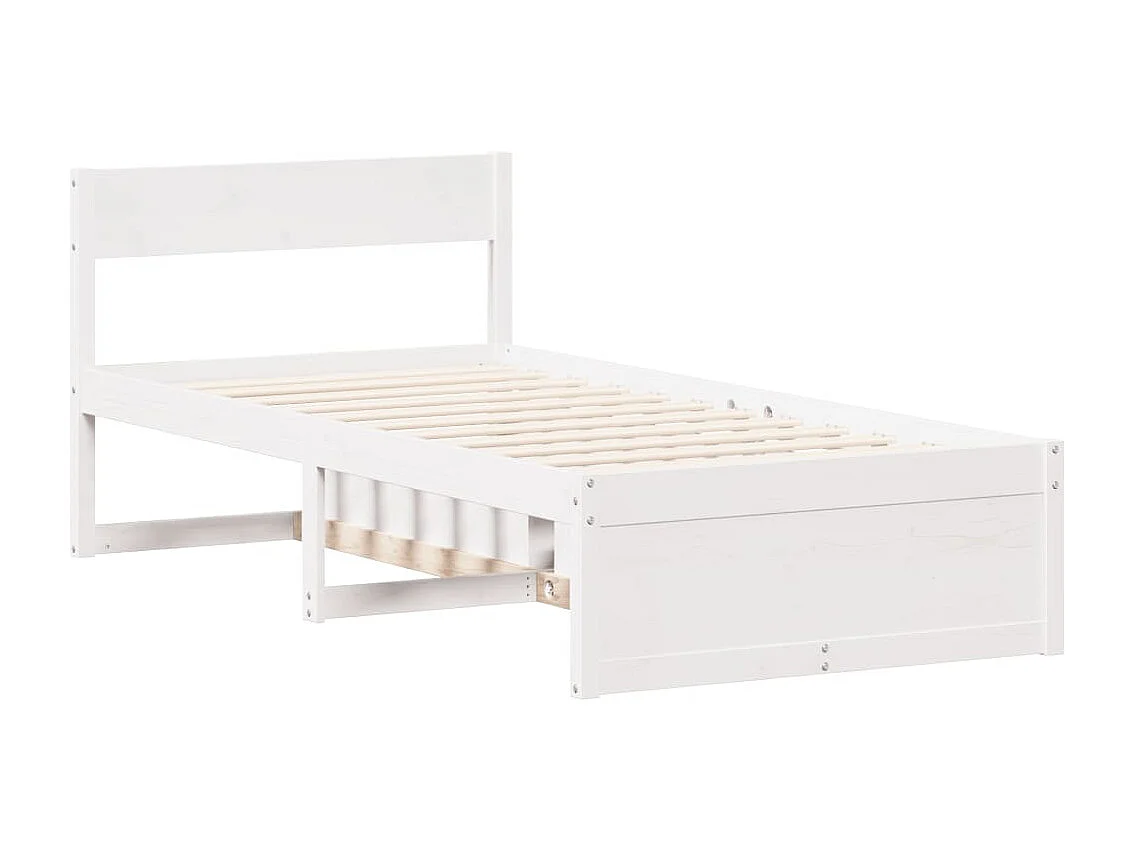 Lit simple | Lit adulte, enfant | Cadre de lit blanc 75x190 cm bois de pin massif
