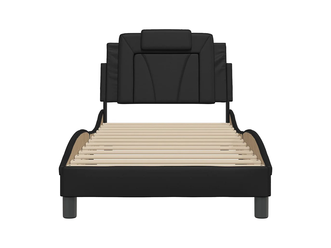 Lit simple | Lit adulte, enfant | Cadre de lit noir 90x190 cm similicuir