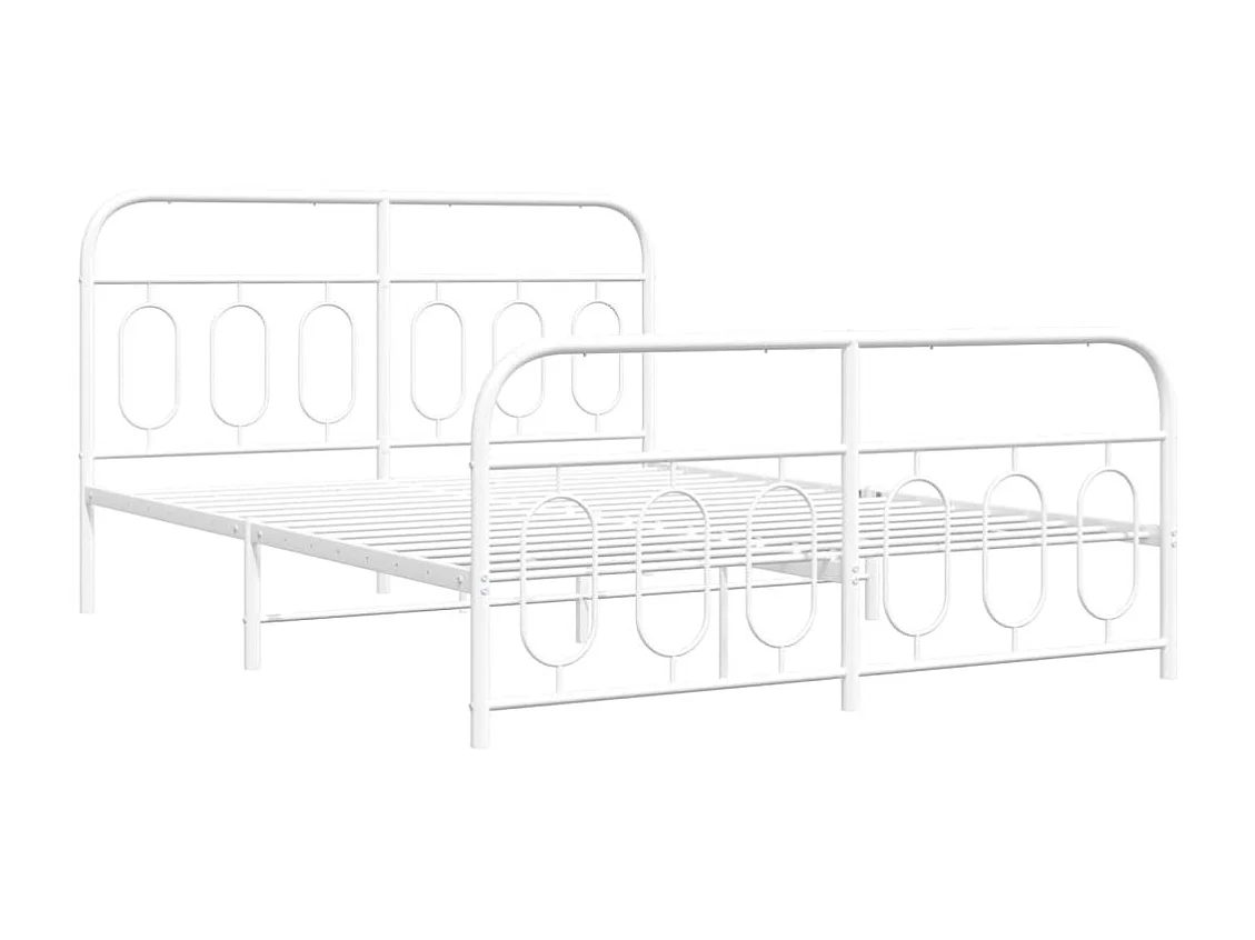 Lit double | Lit adulte | Cadre de lit métal et pied de lit blanc 150x200 cm