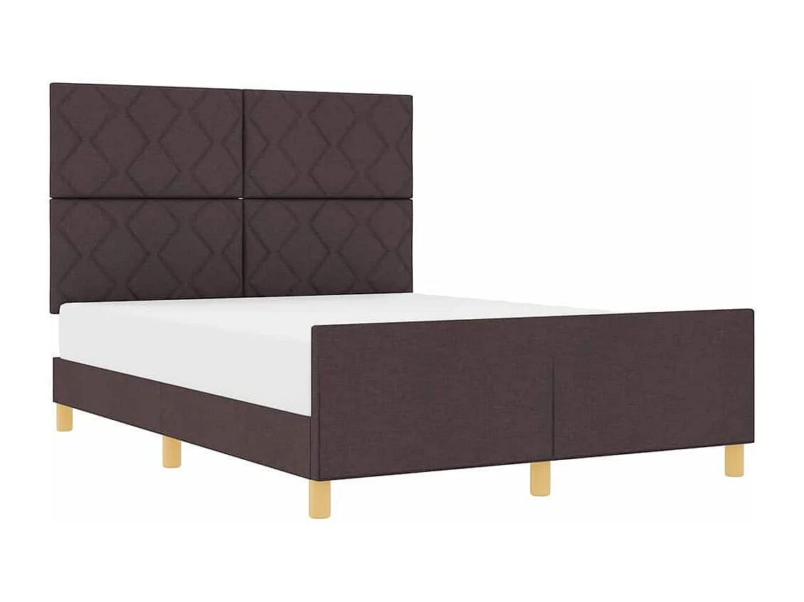 Lit double | Lit adulte | Cadre de lit avec tête de lit Marron foncé 160x200 cm tissu