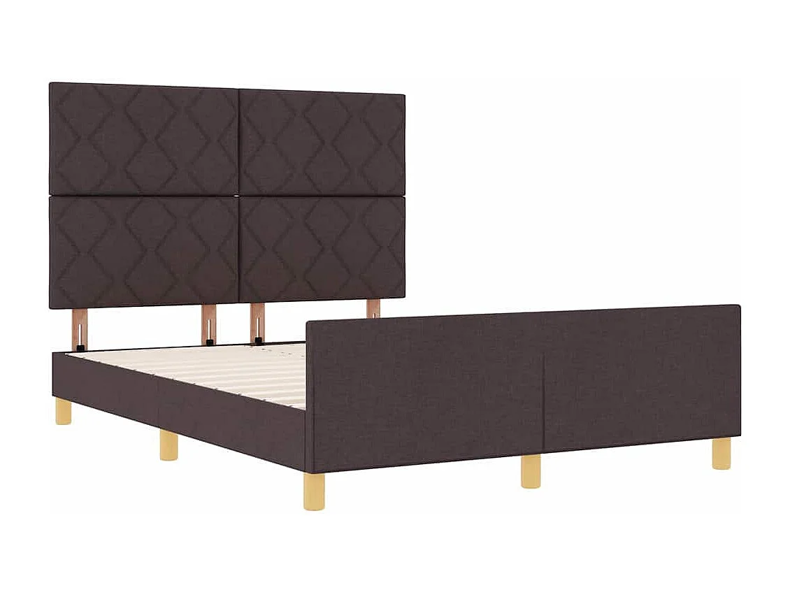 Lit double | Lit adulte | Cadre de lit avec tête de lit Marron foncé 160x200 cm tissu