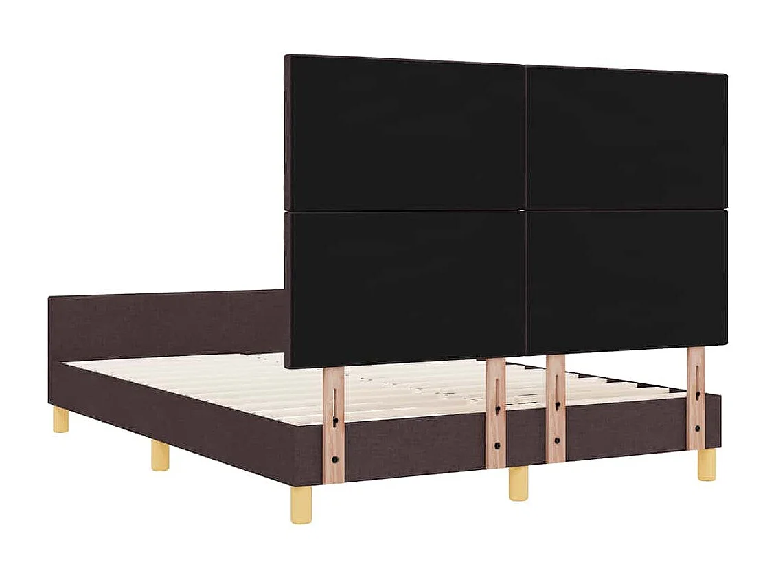 Lit double | Lit adulte | Cadre de lit avec tête de lit Marron foncé 160x200 cm tissu