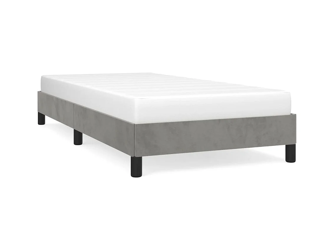 Lit simple | Lit adulte, enfant | Cadre de lit gris clair 80x200 cm velours