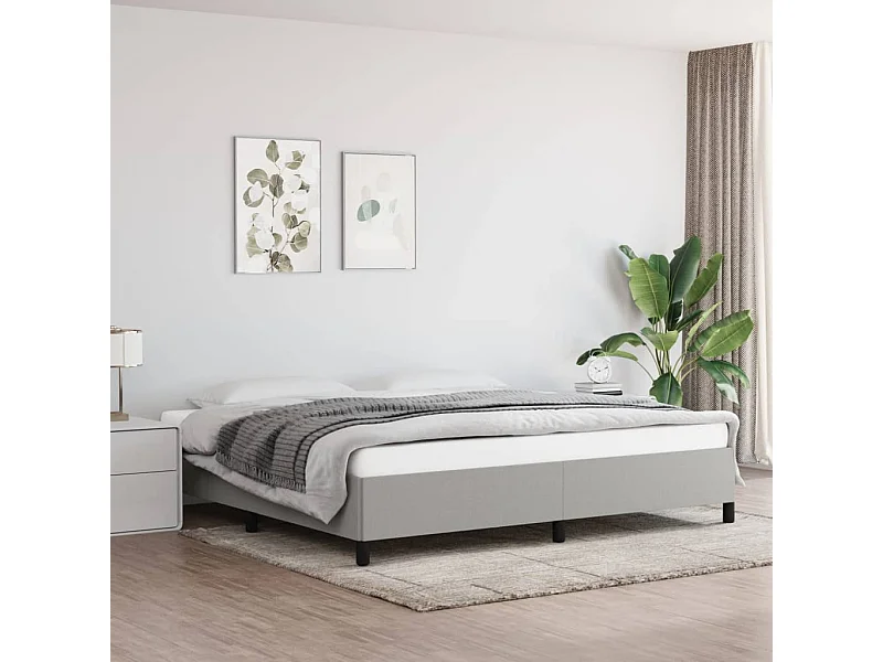 Lit double | Lit adulte | Cadre de lit gris clair 200x200 cm tissu
