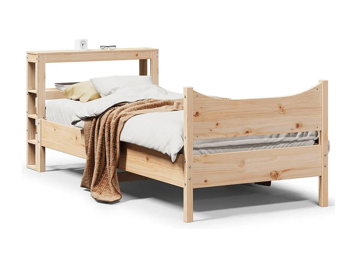Letto per adulti | Letto singolo | Giroletto con Testiera 75x190 cm in Legno Massello di Pino