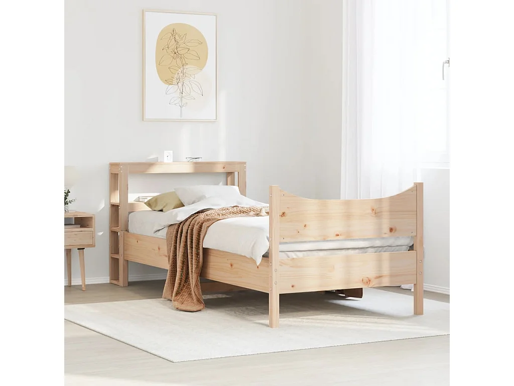 Letto per adulti | Letto singolo | Giroletto con Testiera 75x190 cm in Legno Massello di Pino
